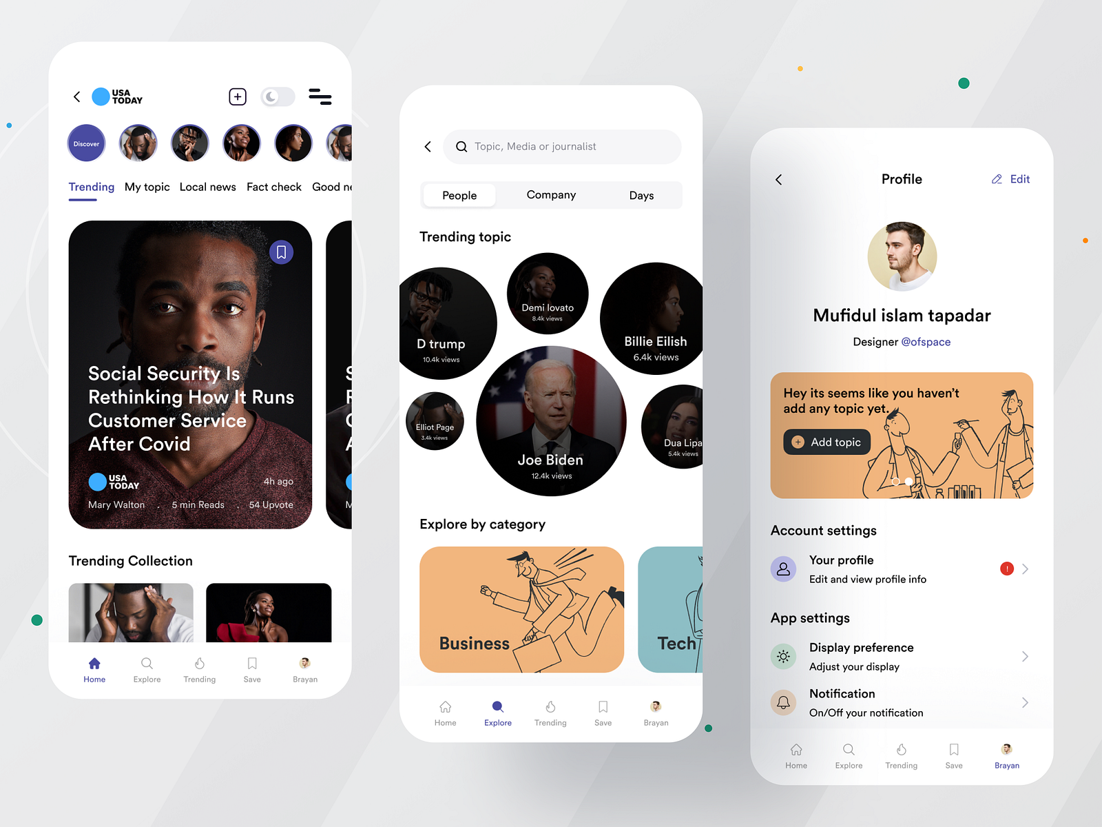 News App UI by Ofspace UX/UI on Dribbble