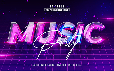 Music Party 3D Editable Text Effect Style. 3d text 3d text effect action best effect editable text effect headline music music party new effect part party text psd text effect space style