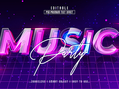 Music Party 3D Editable Text Effect Style. 3d text 3d text effect action best effect editable text effect headline music music party new effect part party text psd text effect space style