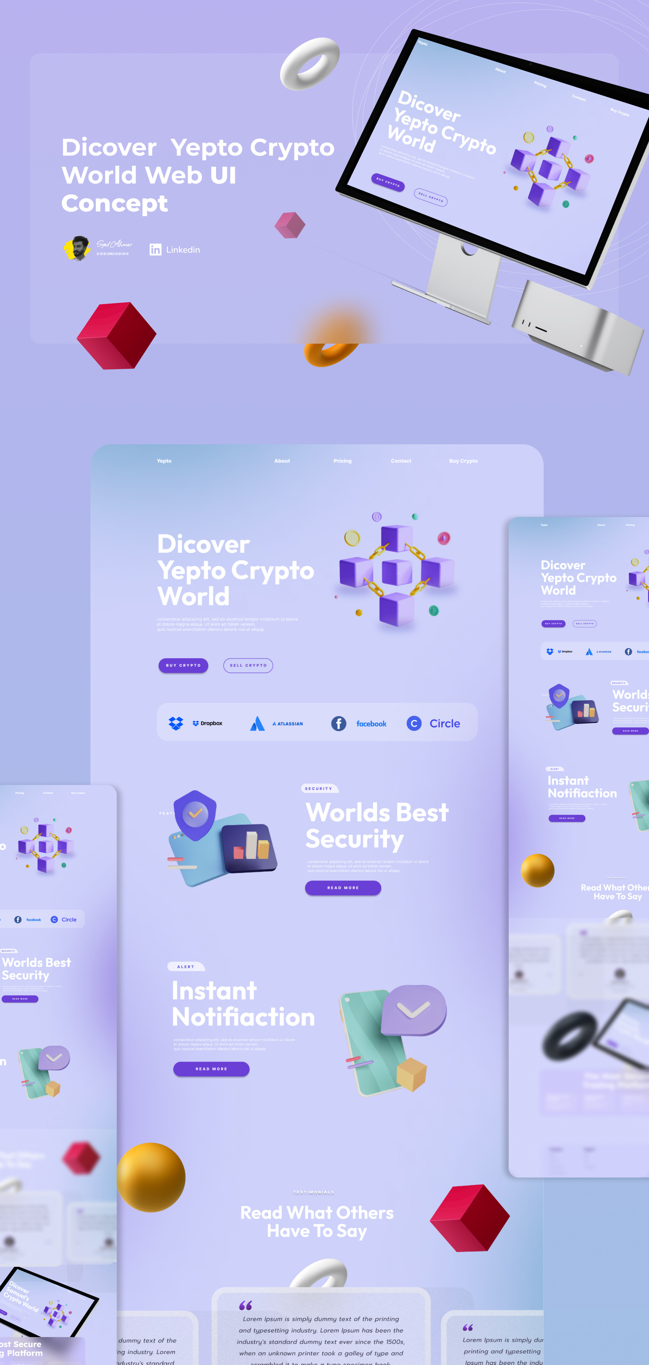Yepto Crypto World Web UI Concept adobe xd branding crypto web landing page figma graphic design landing page ui ui uiux web design wrieframe