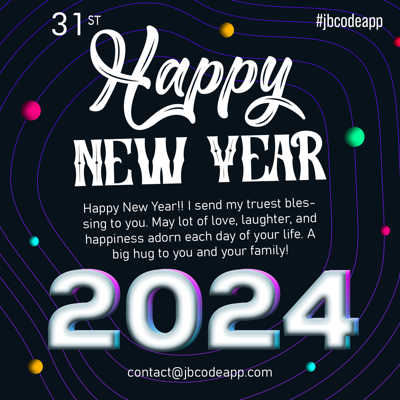 Hello 2024! | Happy new year 2024 | Social Media Post Design by JBcodeapp  on Dribbble