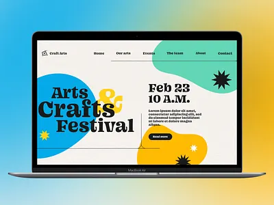 Arts Festival Web Home PAGE UI adobe xd art landing page art web ui arts festival landing page figma