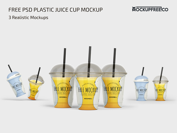 Free PSD Plastic Juice Cup Mockup Template Set for Photoshop