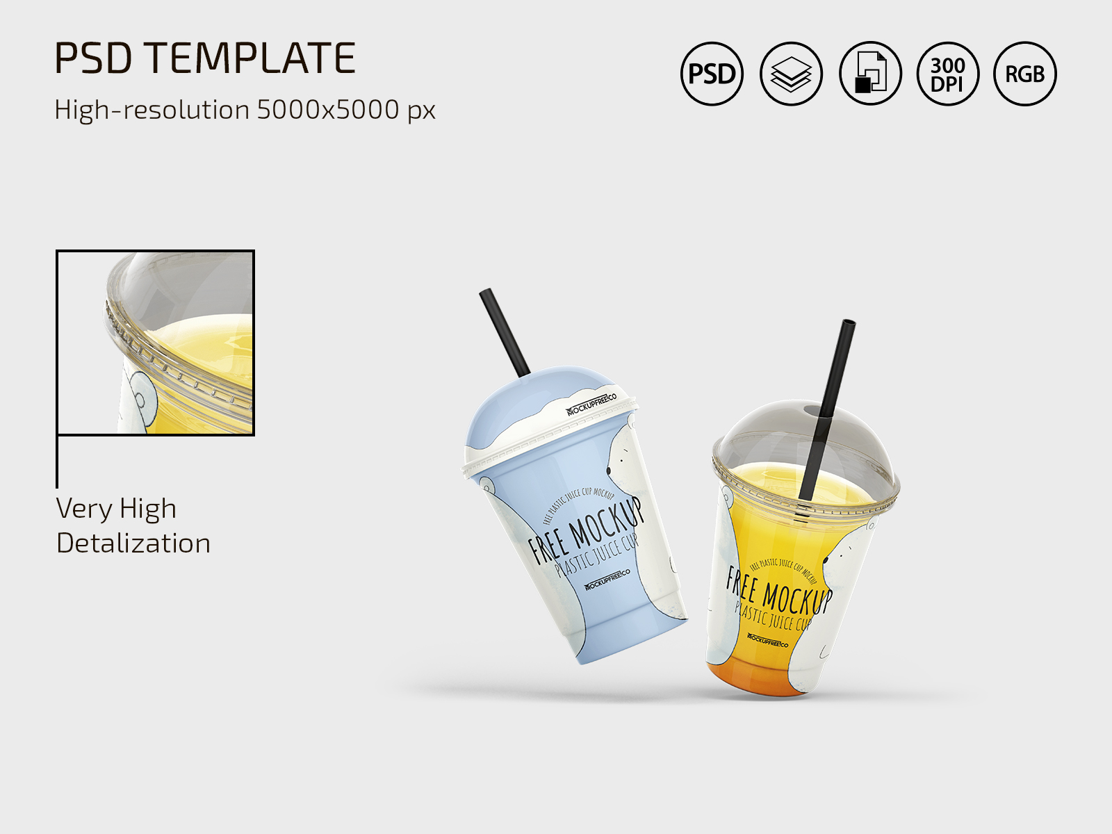 Juice Cups Mockup PSD