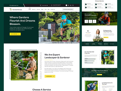 GardenGrace - Landscape & Gardening Website Design annuals design fruittrees herbs hoes houseplants landing page perennials shrubs succulents trees trowels ui uiux ux vegetables wateringcan web design website wheelbarrow