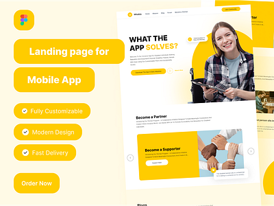 Mobile App Promo Landing Page Design animation app promo app promo landing page app showcase branding corporate design dribbble dribbble design graphic design landing page mobile app design new design responsive design trending design ui ui design yellow theme