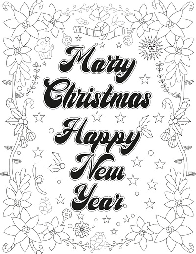 marry Christmas coloring page design graphic design illustration logo typography vector