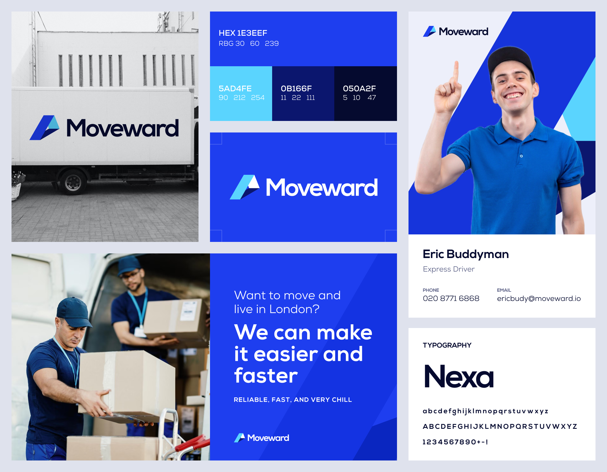 Moveward Moving Company Logo V2 advertising brand identity branding business card company delivery design graphic design id card design logo mover moving moving branding moving company name card parcel transportation truck ui visual branding