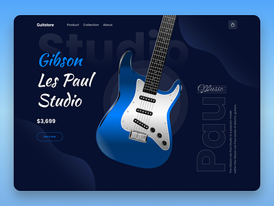 Guitar Store Web UI Design black blue clean dark design guitar landing page modern music shop site store ui ux web design web site web ui