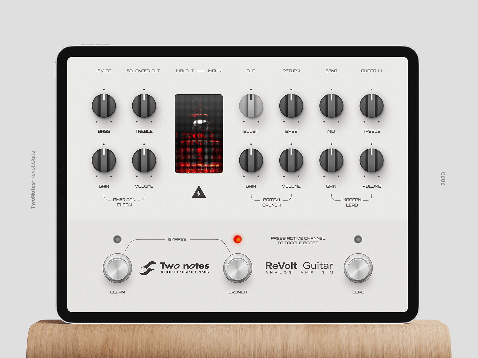 TwoNotes-RevoltGuitar analog amp sim app electronic tube figma ipad ipad app knob led music music app plugin plugin design revoltguitar skeuomorphic skeuomorphism twonotes ui ux vst vst design