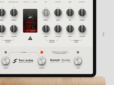 TwoNotes-RevoltGuitar analog amp sim app electronic tube figma ipad ipad app knob led music music app plugin plugin design revoltguitar skeuomorphic skeuomorphism twonotes ui ux vst vst design