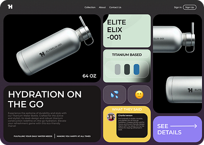 Hydrottle - Elite Elixe 2 bento bento grid ui web design