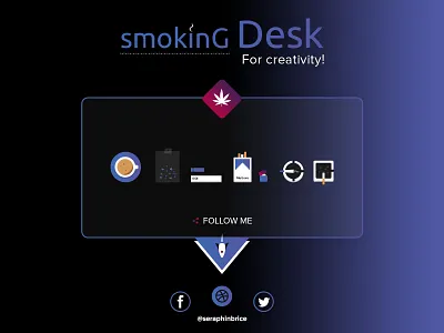 Illustration Smoking Desk for Creativity! ashtray bag of weed cbd thc chanvre hash coffee creativity graphic design illustration illustrator ai lighter marlboro cigarettes photoshop psd print designer rocket rolling paper senior designer smoking desk social media tobacco cannabis ui ux designer