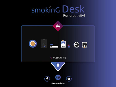 Illustration Smoking Desk for Creativity! ashtray bag of weed cbd thc chanvre hash coffee creativity graphic design illustration illustrator ai lighter marlboro cigarettes photoshop psd print designer rocket rolling paper senior designer smoking desk social media tobacco cannabis ui ux designer