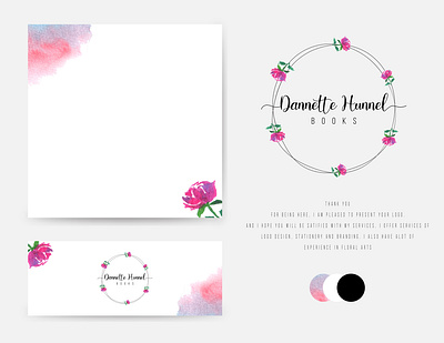 Dannette Hunnel Logo - Wreath Logo Illustration branding design flower flower logo flower wreath logo graphic design illustration logo logo branding logo design logo illustration minimal logo purple floral vector watercolor watercolor logo wreath logo