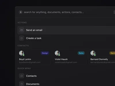 Command Menu - Dark pt.2 app clean command design interface mega menu minimal modal overlay popup product product design saas sidebar ui ui design ux ux design web