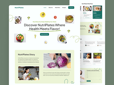 NutriPlates - Design Concept for Healthy Food Catering about us section catering company profile website contact us section food food website healthy healthy website meal plans pricing plan recipe ui uiux uiux design uiux inspiration user experience user interface ux