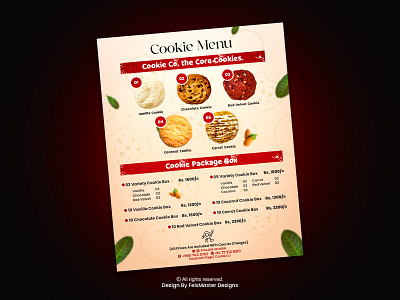 Menu Design | Cookie Co branding cookie graphic design poster design social media post