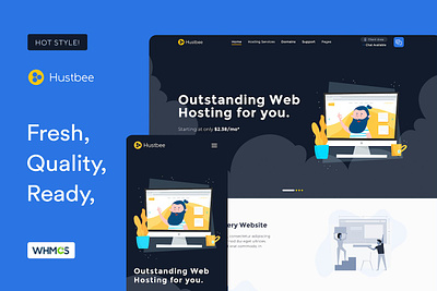 Hustbee - Hosting Template home page homepage hosting html landing landing page landingpage ui ux webdesign website