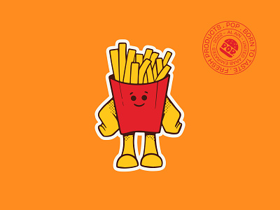 Fries Mascot - Sticker for Pop Burgers badge branding burger burgers cartoon cartoonish character design design fast food fries graphic design illustration logo mascot restaurant sticker stickers street food typography vector