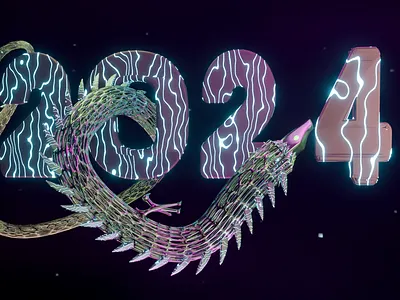 Happy 2024 Year of the Dragon. 3D video postcard. 2024 3d @new year advertising animation dragon