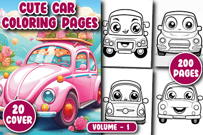 Cute Car Coloring pages For Kids 3d amazon animation branding car car coloring page colo coloring page design graphic design illustration kdp logo motion graphics typography ui vhicles vhicles coloring page