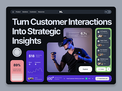 ❤️ Insight Landing Page aesthetic customer darktheme figma flat colors insights interaction design sales ui visual design