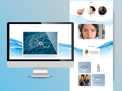 Website homepage design for Orange County Skin therapist aesthetic blue clinic design esthetician homepage mockup saloon skincare water website woman