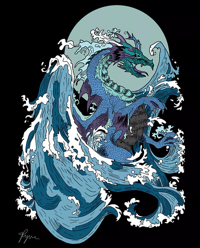 Dragon dragon illustration wave