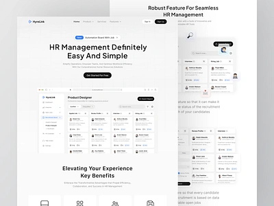 HyreLink - HR Landing Page board coaching employee hr hr landing page hr tool human resource interface job landing page design landing page hr landing page saas managing payroll recruitment saas saas landing page ui design web application web design