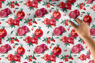 Pomegranate. Collection of watercolor patterns for printing. book illustration branding design fabric design floral pattern flowers graphic design illustration illustrator seamless pattern surface design ui watercolor watercolor illustration watercolor pattern