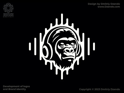 Music Gorilla Logo animal branding gorilla headphone hip hop logo monkey music sound