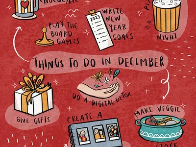 What to Do This Month? - December calendar design cute december digital digital drawing drawing illustration inspiration inspirational monthly illustration procreate seasonal typography winter