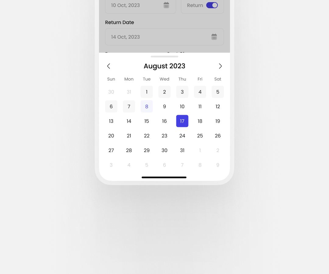 Select date App Design by Sahil Mondal (AlphaCrease Creations) on