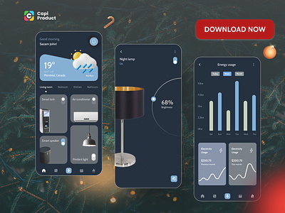 Smart Home App - Minimal Design Concept app appdesign design iotapp mobile mobileappdesign modernapp modernappdesign smarthomeapp smarthomeappdesign ui