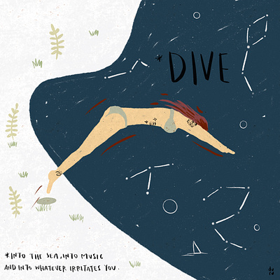 Dive calm digital art drawing illustration inspirational mindful mindful art procreate relaxing tranquil woman