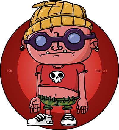 Freak serie 08/10 boy cartoon character doodle freak glasses red serie skull