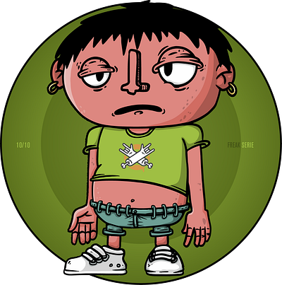 Freak serie 10/10 boy cartoon character colors doodle freak green illustration series