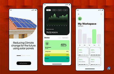 Future with Solar Energy: A Mobile App Design by Nevina Infotech app app design mobile app design solar power app solarpower