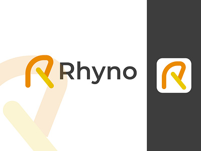 Rhyno logo app brand brand identity branding design graphic graphic design illustration logo logo design r letter logo r logo r minimal logo typography ui ux vector
