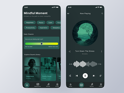 Meditation and Mindfulness App appdesign design figma interface productdesign ui uiux