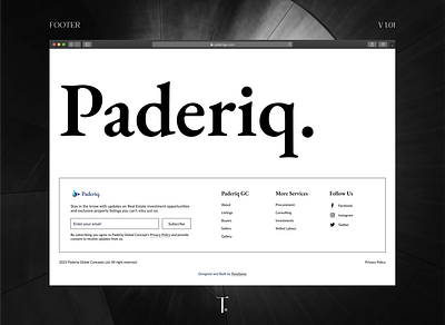 Paderiq Footer - Real Estate Website black clean design footer presentation presentation design real estate saas shots ui ui design untitled ui ux ux design web web design website