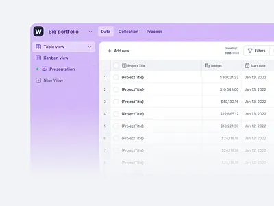 Product preview branding card design dashboard design figma navigation project management table ui