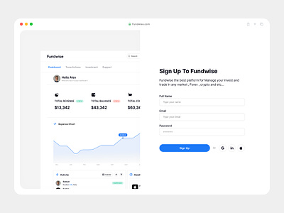Fundwise signup page dashboard dashboard login login login page onboarding onboarding page signup signup page ui design uiux