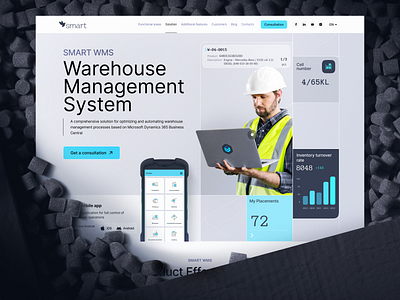 Warehouse Management System cargo clean grid landing page logistic product design shipment shipping ui ui design uiux ux ux design warehouse warehouse management system web design website wms