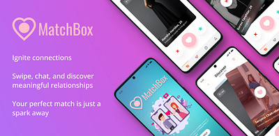 MatchBox : Spark Your Story app bumble chat chatting clean content design dating app dating mobile app design love match match finder matching mobile app mockup relationship swipe tinder ui ux