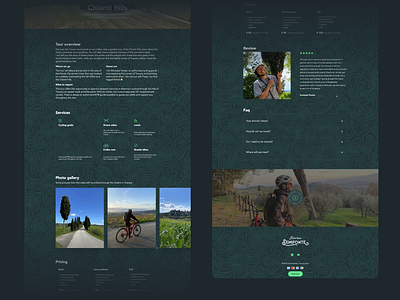 One page bike tour website ui website