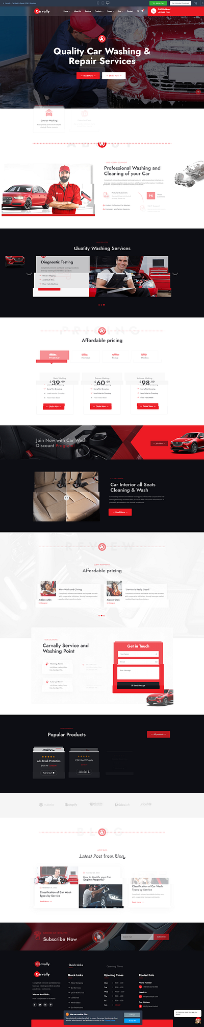 Car Wash & Repair HTML5 Template listing motors