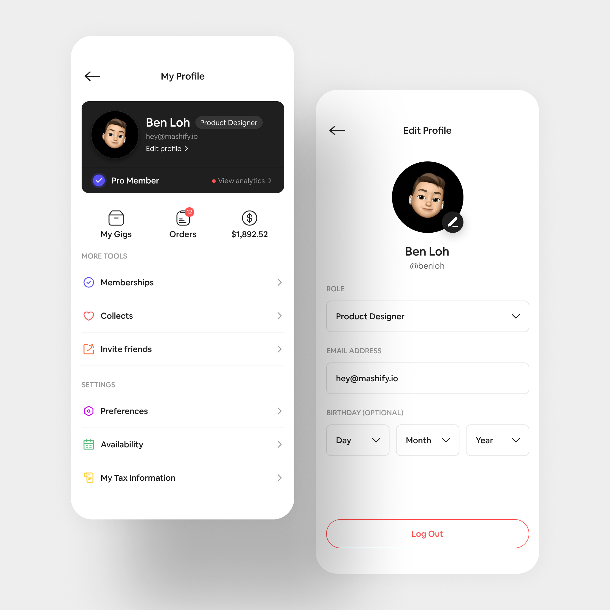 User Profile App Design app design app ui deisgn figma gigs app job app light mode profile page ui uiux user interface user page user profile