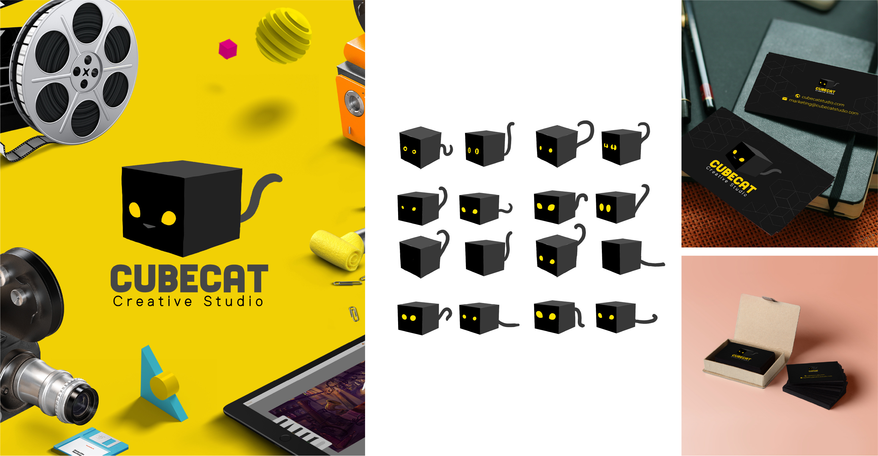 CUBECAT 3d animation branding graphic design logo motion graphics ui